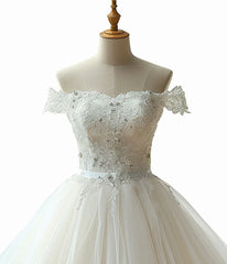 Cute White Short Tulle with Lace Applique Prom Dress