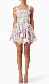 Deva Pastel 3D Floral Embellished Mini Dress