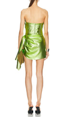 Showstopping Metallic Green Strapless Mini Dress