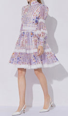 Erla Romantic Purple Floral Tiered Mini Dress