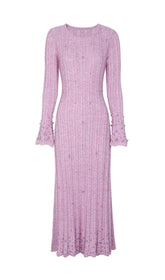Jace Pearl Embellished Cable Knit Midi Dress