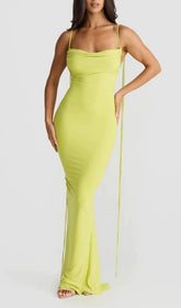 Radiant Yellow Draped Neck Strappy Maxi Dress