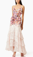 Erling Vibrant Floral Ruffle Maxi Dress