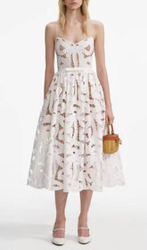 Fay White Embroidered Midi Dress