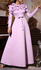 Hadia Lilac Floral Embellished Long Sleeve Maxi Dress