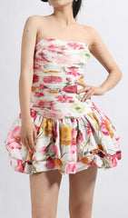 Elara Flirty & Floral Strapless Mini Dress