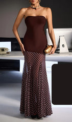 Fermintxo Chic Strapless Bandage Polka Dot Maxi Dress