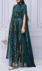 Dazzling Emerald Sequin Mesh Maxi Dress