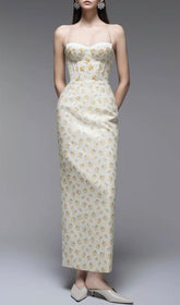 Galya Romantic Floral & Sequin Corset Maxi Dress