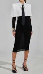 Gijs Statement Collar & Tie Long Sleeve Midi Dress