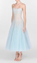 Estevan Sparkling Ombre Tulle Midi Dress