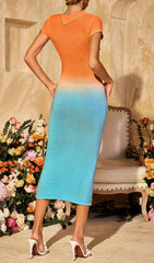 Syvrix Ombre Cutout Knit Midi Dress