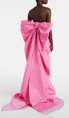 Jaiden Pink Strapless Maxi Gown with Dramatic Cascading Bow