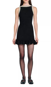 Chic Faux-Pearl Beaded Mini Dress