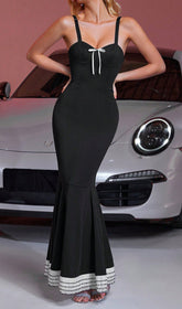 Delilah Black Strappy Sweetheart Mermaid Maxi Dress