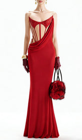 Janan Red Corset Gown