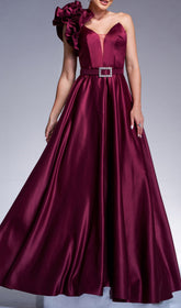 Coskun One-Shoulder Ruffled Satin Maxi Dress