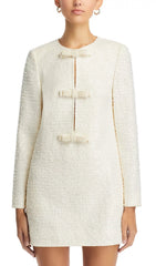 Chic Ivory Sequin Boucle Mini Dress