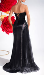 Kaiha Black Strapless Corset Maxi Dress