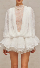 Enchanting White Lace Long Sleeve Maxi Dress