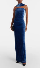Dora Royal Blue Velvet Maxi Dress