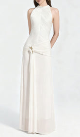 Jára Elegant Halter Neck Knotted Maxi Dress