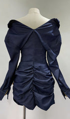 Jamila Off-Shoulder Long Sleeve Corset Denim Mini Dress