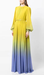 Ebba Ombre Lantern Sleeve Maxi Dress