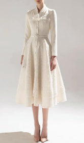 Jamir Elegant Lace Long Sleeve Midi Dress