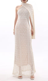 Justo Effortless Chic Backless Lace Knit Maxi Dress