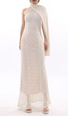 Justo Effortless Chic Backless Lace Knit Maxi Dress