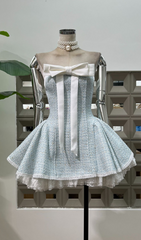 Chic Pink Tweed Strapless Mini Dress