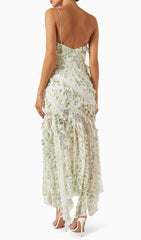 Romantic Floral Ruffle Maxi Dress