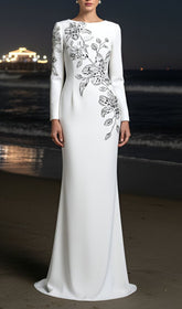 Jessica White Floral Embellished Evening Gown