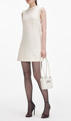 Chic Pearl Trim Boucl Mini Dress