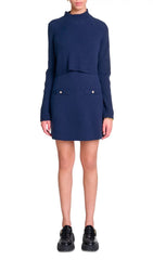 Roquette Chic Navy Layered Knit Mini Dress