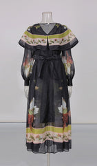 Ivi Black Floral Midi Dress