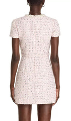 Elegant Faux Pearl Tweed Mini Dress