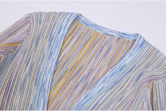 Gisela Chic Pastel Stripe V-Neck Midi Dress