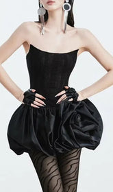 Irene Black Strapless Corset Mini Dress