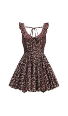 Jalena Coffee Floral Mini Dress