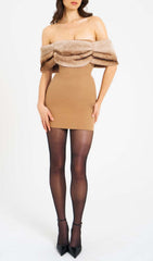 Colista Glamorous Off-Shoulder Faux Fur Mini Dress