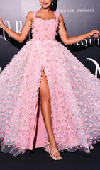 Beyza Enchanting Pink Blossom Embellished Maxi Dress