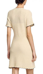 Vanilla Openwork Knit Mini Dress