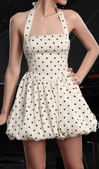 Dafydd Retro Polka Dot Halter Mini Dress