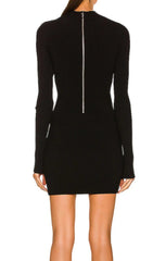 Sultry Black Ribbed Mesh Cut-Out Bodycon Mini Dress