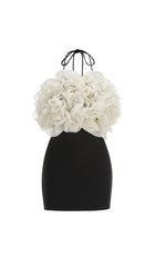 Jameela Black Halter Ruffle Mini Dress