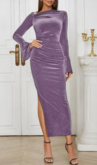 Annelise Purple Velvet Bodycon Maxi Dress