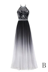 Hermoso vestido de fiesta de corte A con cuentas degradadas
