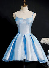 Light Blue Satin Sweetheart Homecoming Dress